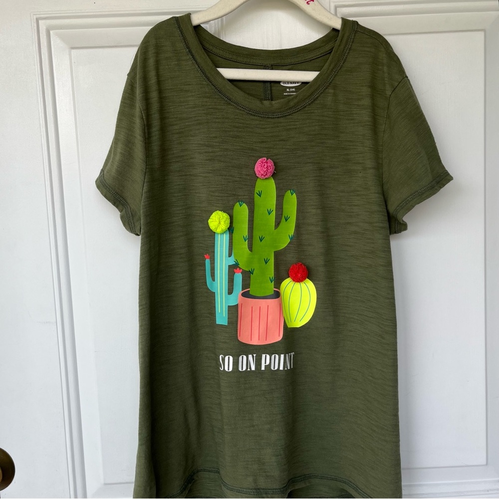•Old Navy• Girls “So On Point” Cactus Tee Shirt - Size XL (14)